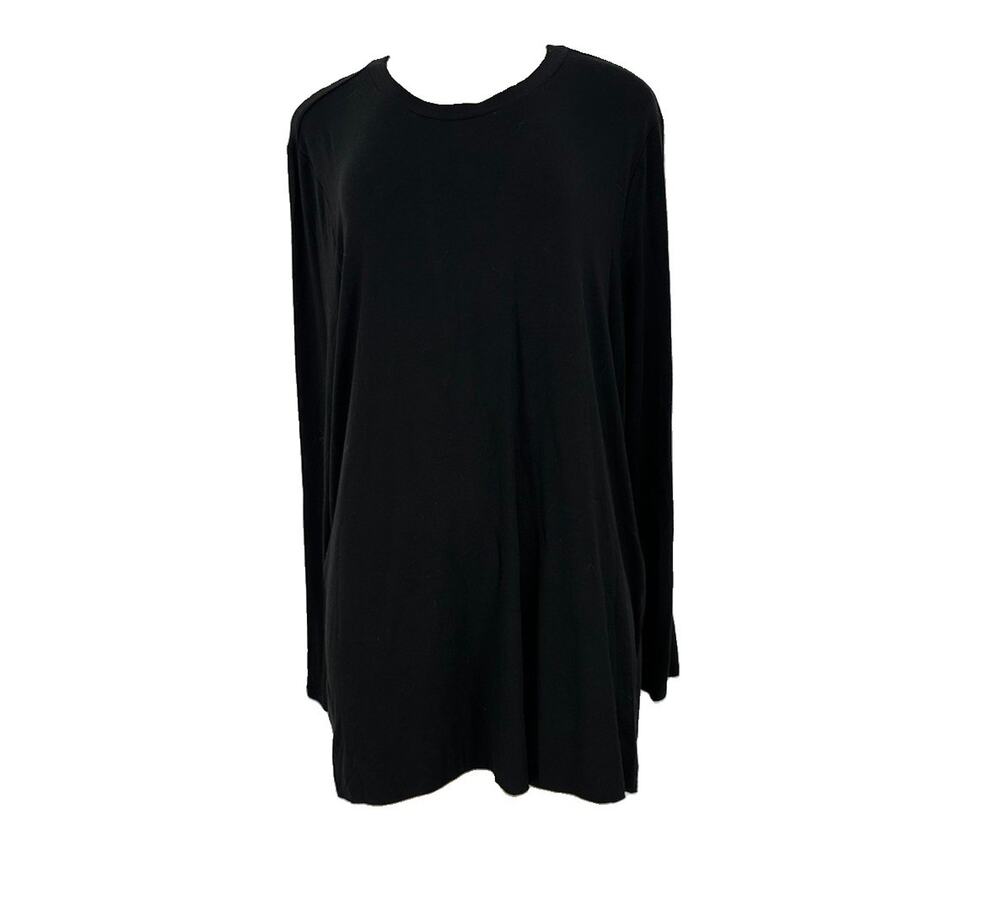 Daily Ritual XL Women Black Long Sleeve Side Slit Tunic Top Pullover 64-33